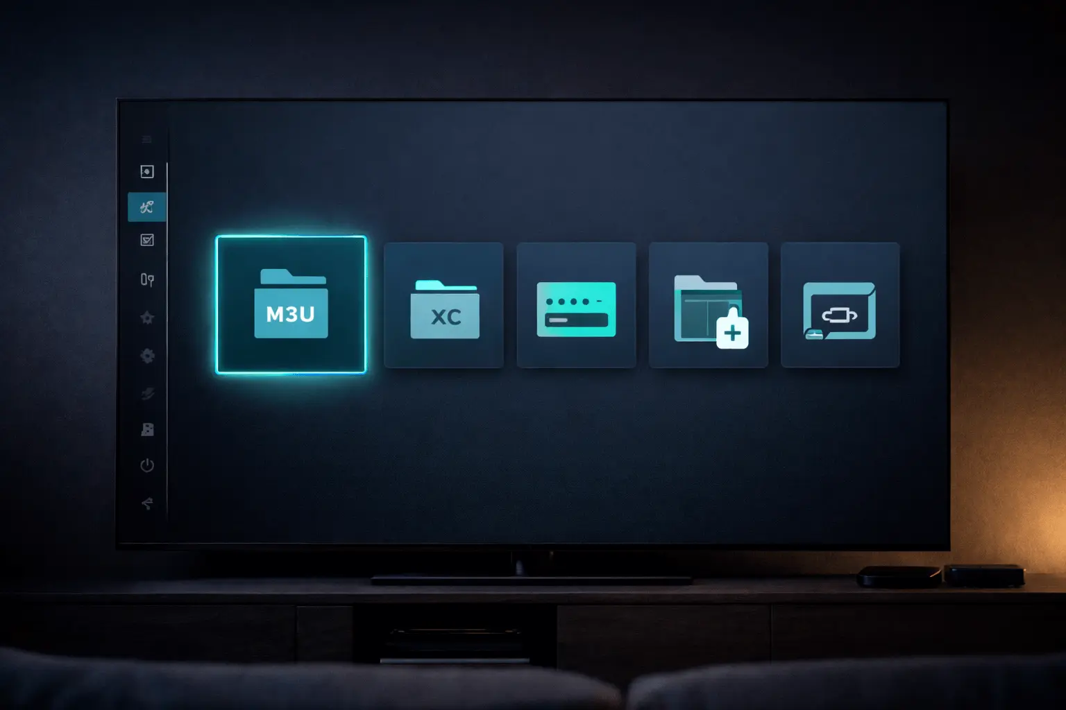 Login method options screen in TiviMate IPTV app